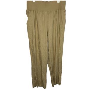 Isabel Maternity Smocked Waist Wide Leg Maternity Pants Tan/Taupe Size XXL New!